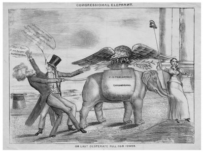 Kongressens elefant, eller sidste desperate træk for magten, ca. 1832 af American School