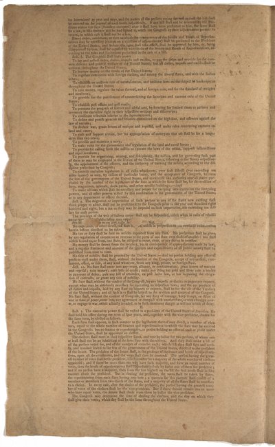 Konstitution, første tryk, trykt af Dunlap & Claypoole, 17.-19. september 1787 (se også GLC 695933, GLC 695935 & GLC 695936) af American School