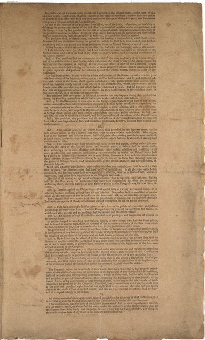 Konstitution, første tryk, trykt af Dunlap & Claypoole, 17.-19. september 1787 (se også GLC 695933, GLC 695934 & GLC 695936) af American School