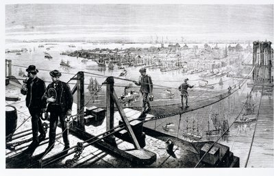 Opførelse af Brooklyn Bridge, New York af American School