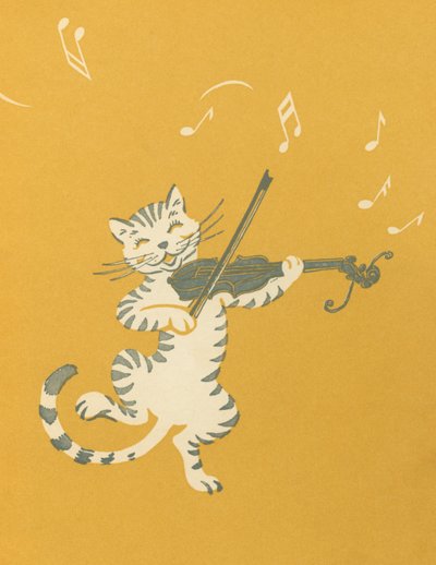 Dansende kat, der spiller violin af American School