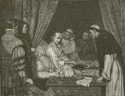 Death-Bed of Copernicus, fra maleriet af E Blair Leighton af American School