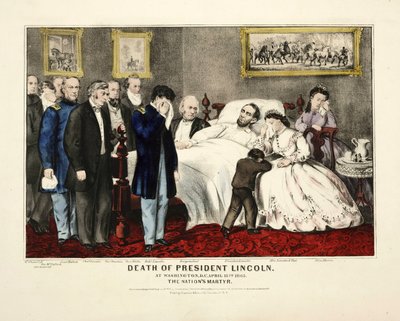 Præsident Lincolns død i Washington, DC, den 15. april 1865, pub. 1865 af American School