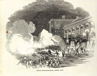 Demonstration i Jersey City til fordel for annekteringen af USA i Texas, illustration fra 