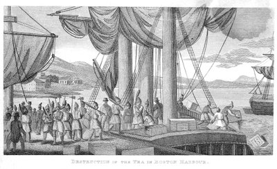 Ødelæggelse af teen i Boston Harbor i 1773 af American School