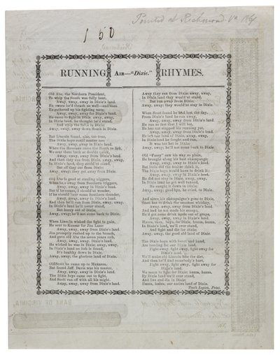 Dixie trykt på bagsiden af et ark checks, 1861 af American School