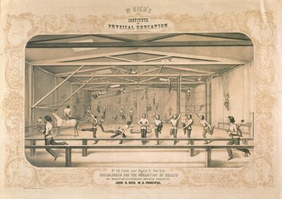 Dr. Richs Institut for Fysisk Uddannelse, indgraveret og pub. af Wm. Endicott & Co, New York, 1850 af American School