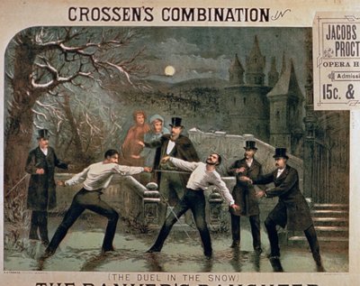 Duel in the Snow, plakat for The Bankers Daughter, med Crossens Combination i hovedrollen i Jacobs & Procter Opera House af American School