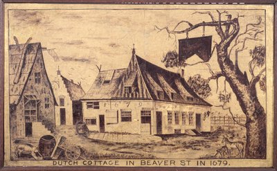 Hollandsk sommerhus i Beaver Street i 1679, ca. 1853 (olie på gaze) af American School