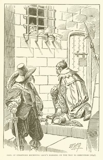 Jarl af Strafford modtog Lauds velsignelse på vej til henrettelse (1641) (gravering) af American School