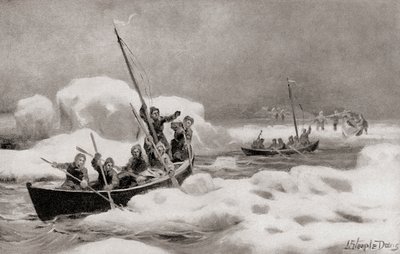 Elisha Kent Kane, leder af The Second Grinnell Expedition i 1853, på jagt efter kaptajn Sir John Franklins tabte ekspedition i de arktiske områder, fra The History of Our Country, udgivet 1905 (litho) af American School