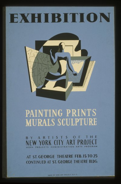 Udstillingsmaleri, tryk, vægmalerier, skulptur af kunstnere fra New York City Art Project af American School