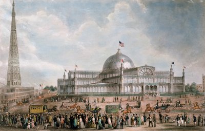 Udvendig udsigt over New York Crystal Palace, 1853 af American School