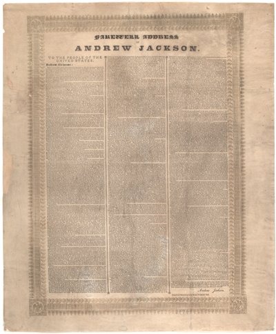 Andrew Jacksons afskedsadresse, 1837 af American School