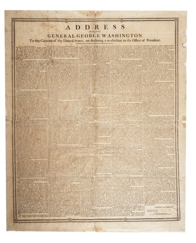 Afskedstale for afdøde general George Washington, 17. september 1796 af American School