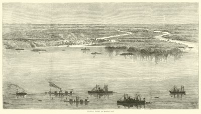Føderal flåde i Mobile Bay, august 1864 af American School