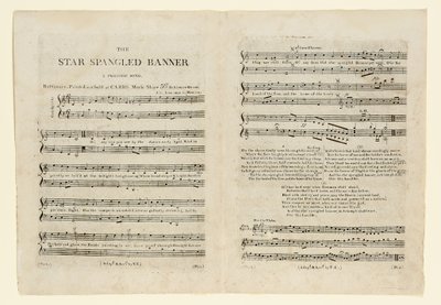 First edition of the sheet music for "The Star Spangled Banner. A Parioticdani af American School