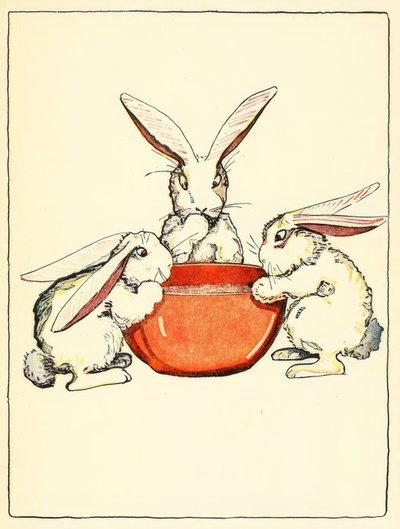 Flopsy, Mopsy og Cotton-Tail havde brød og mælk og brombær til middag af American School