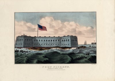 Fort Pickens: Pensacola Harbor, Florida, pub. af Currier & Ives, ca. 1865 af American School