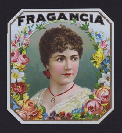 Fragancia, cigaretiket (chromolitho) af American School