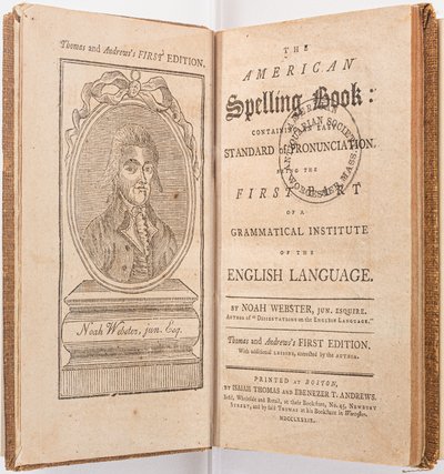 Frontispice fra "The American Spelling Book" af Noah Webster, Boston, 1789 af American School