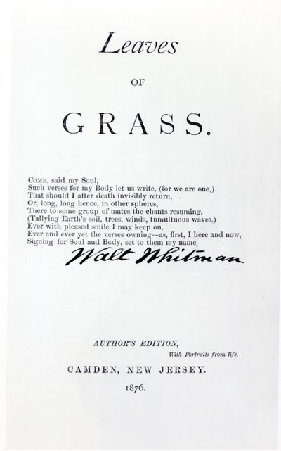 Frontispice til Leaves of Grass af Walt Whitman (1819-92), pub. i 1876 af American School