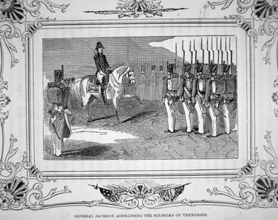 General Andrew Jackson taler til Tennessee Militia før slaget ved Horseshoe Bend, 27. marts 1814 af American School