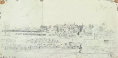 Generelt billede ved afslutningen af slaget, fra Civil War Sketchbooks af American School