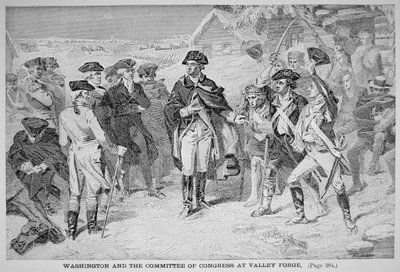 George Washington i Valley Forge med sin kontinentale hær, vinter og forår af American School