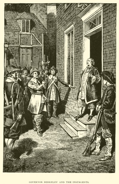 Guvernør Berkeley og oprørerne (litografi) af American School