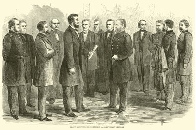 Grant modtog sin kommission som generalløjtnant, maj 1864 af American School