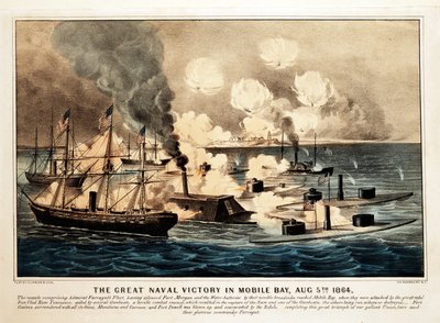 Great Naval Victory i Mobile Bay, 5. august 1864, pub. 1864. af American School
