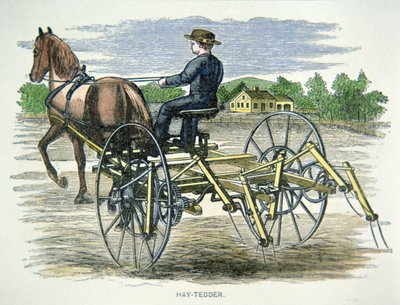 Høvender landbrugsmaskine, ca. 1880 (farvet gravering) af American School