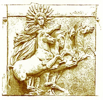 Helios upon his chariot, illustration fra History of Greece af Victor Duruy, udgivet 1890 (digitalt forbedret billede) af American School