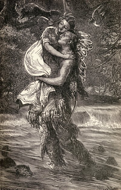 Hiawatha og Minnehaha, illustration fra digtet 
