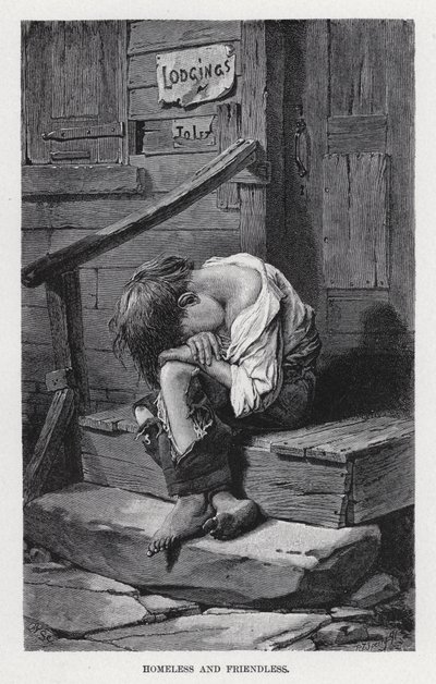 Hjemløs og venneløs (litho) af American School