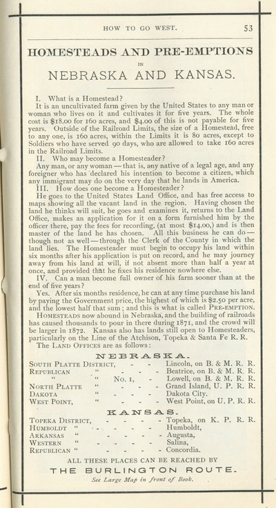 Homesteads and Pre-Emptions, 1872 (tryk) af American School