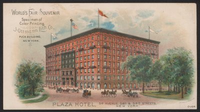 Hotel Trade Card (farvet gravering) af American School