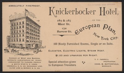 Hotel Trade Card af American School