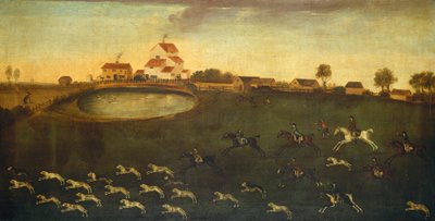 Jagtscene med en dam, 1700-tallet af American School
