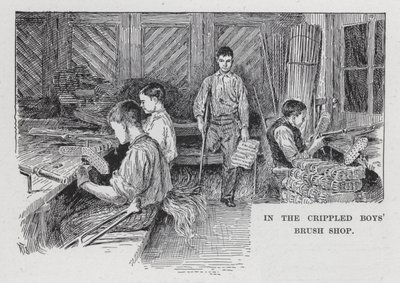 I den krøblede drengebørstebutik (litho) af American School