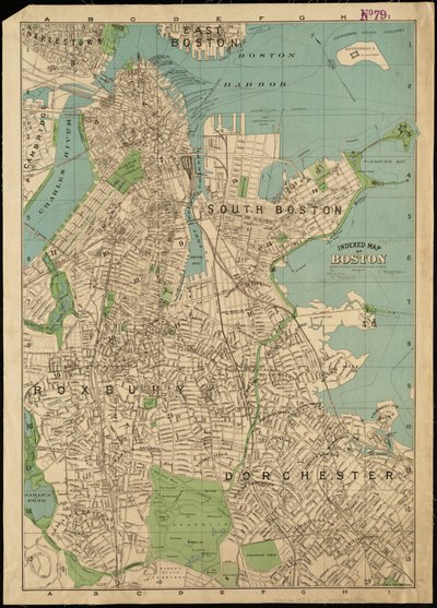 Indekseret kort over Boston af American School