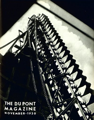 Industrielt maskineri, forside af DuPont Magazine, november 1930 af American School