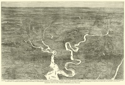 Isometrisk visning af Virginia-kampagnen, Looking Westward, juni 1864 af American School