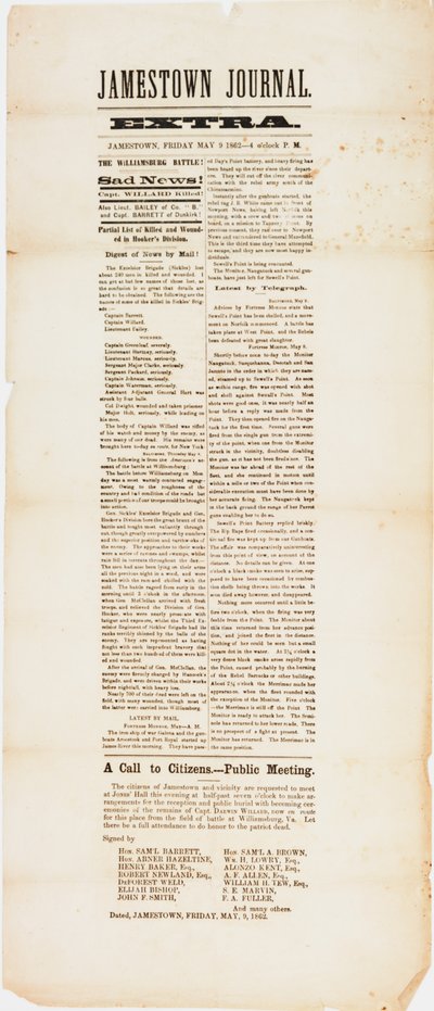 Jamestown journal ekstra, 9. maj 1862 af American School