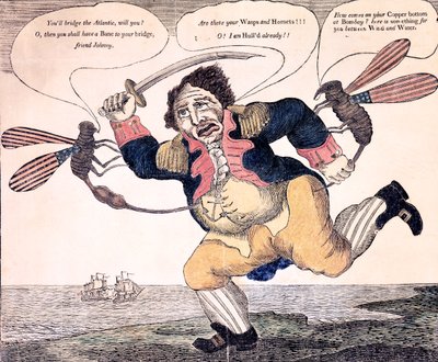 John Bull stukket til smerte af hvepsen og hornet, ca. 1813 af American School