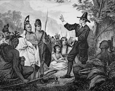 John Eliot (1604-90) (litho) af American School