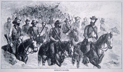 John Hunt Morgans (1825-64) Raiders (litho) af American School