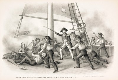 John Paul Jones fanger grevinden & Serapis, 23. september, 1779, pub.1885 af American School