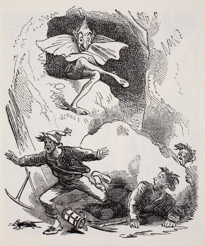 Kobolds, fra The World Guide to Gnomes, Fairies, Elves and Other Little People af Thomas Keightley (1789-1872) Udgivet 1880, (BW Engraving) af American School